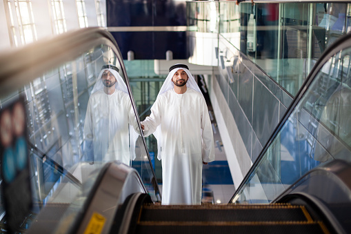 Sheik in Modern Metro Station in Dubai