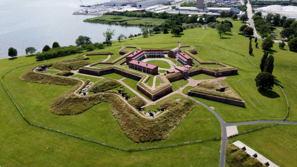 Fort McHenry Ft McHenry seen from above. Aerial images of the famous site baltimore maryland stock pictures, royalty-free photos & images