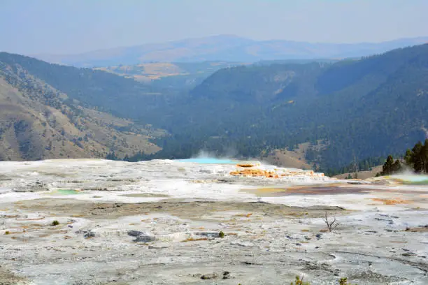 A view of Mammoth Hot Springs in Yellowstone National Park.