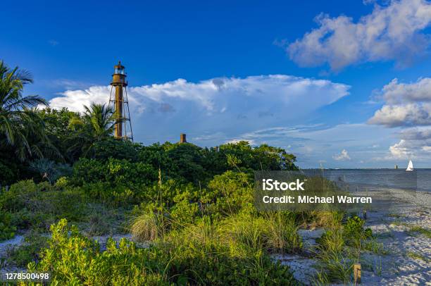 Sanibel Island Beach And Lighthouse Stock Photo - Download Image Now - Florida - US State, Fort Myers, Beach