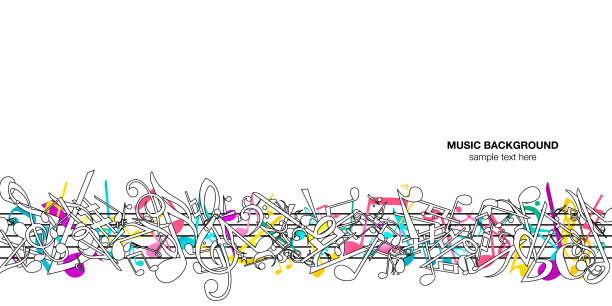 音楽ノート音楽背景ベクトルイラストポップとクールカラフルな抽象 - treble clef treble music sheet music点のイラスト素材／クリップアート素材／マンガ素材／アイコン素材