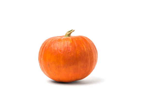 istock Ripe pumpkin with a dry tail isolated on a white background. 1278512601