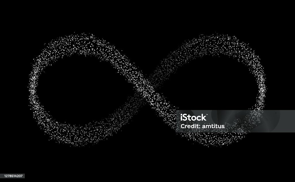 infinity particles black bg three dimensional infinity symbol design element icon Infinity stock vector