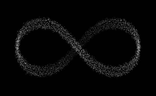 infinity particles black bg three dimensional infinity symbol design element icon loopable elements stock illustrations