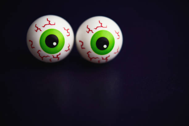 Spooky eyeballs for Halloween on Purple Background