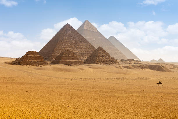 istock The camel caravan is in front of the Egyptian pyramids. 1278518364