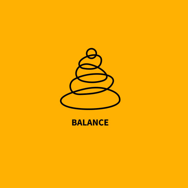 illustrations, cliparts, dessins animés et icônes de équilibre et méditation simple icône avec des pierres. icône pour spa ou studio de yoga - balancing stones