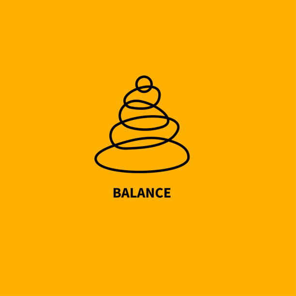 баланс и медитация простой значок с камнями. икона для спа-студии или студии йоги - stone balance pebble stack stock illustrations