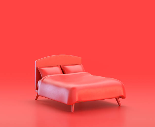 istock monochrome single color red a bed in red background,single color, 3d Icon, 3d rendering 1278521277
