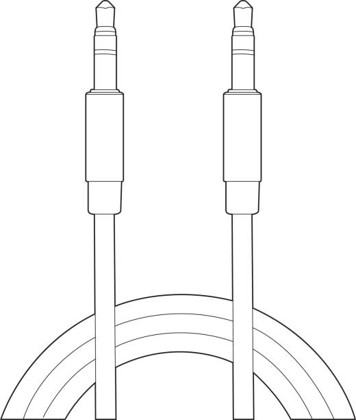 illustrazioni stock, clip art, cartoni animati e icone di tendenza di vettore cavo audio aux (ausiliario, audio, spina) - industrial equipment audio