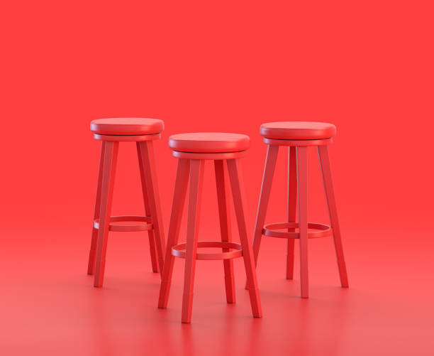 istock monochrome single red  color tall stool in red background,single color, 3d Icon, 3d rendering 1278522070
