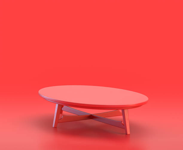 istock monochrome single color red 3d Icon, a single coffee table in red background,single color, 3d rendering 1278522211