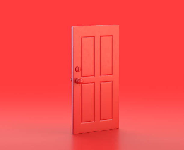 istock monochrome single color red door 3d Icon in red background,single color, 3d rendering 1278522396