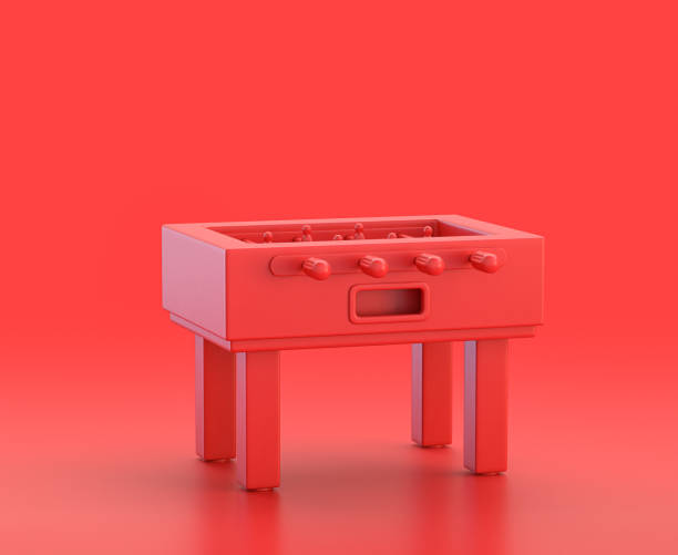 istock monochrome single color red 3d Icon, a single foosball table in red background,single color, 3d rendering 1278522472