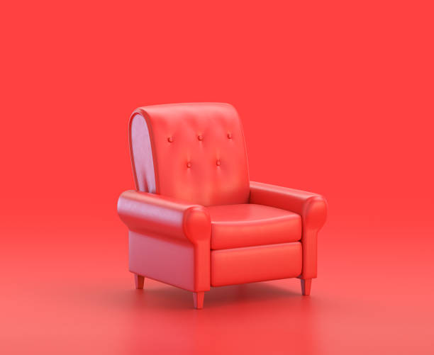 istock monochrome single red  color lounge chair in red background,single color, 3d Icon, 3d rendering 1278523021
