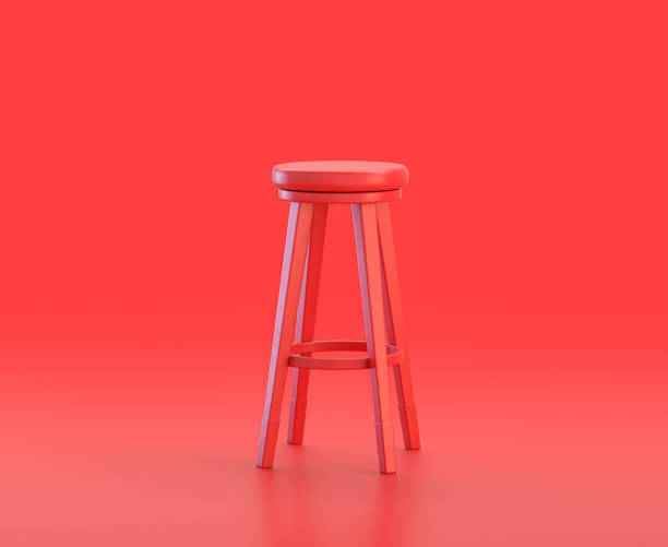 istock monochrome single red  color tall stool in red background,single color, 3d Icon, 3d rendering 1278523179
