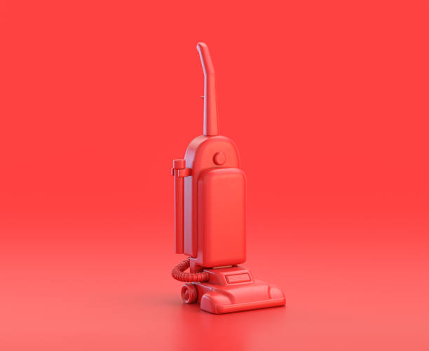 istock monochrome single red  color hoover machine  in red background,single color, 3d Icon, 3d rendering 1278523355