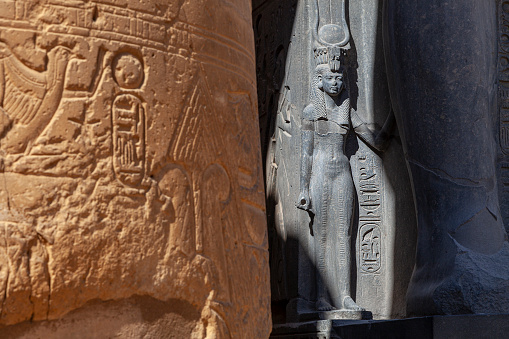 Statues of pharaoh and gods of Luxor temple.