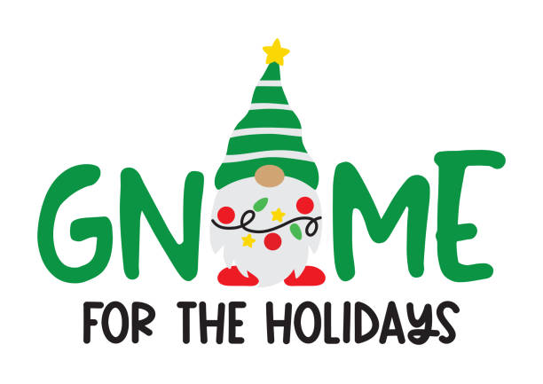 illustrazioni stock, clip art, cartoni animati e icone di tendenza di gnome vacanza con luce natalizia decorativa vector - gnomo