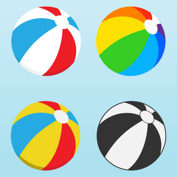 illustrations, cliparts, dessins animés et icônes de balle de plage, ensemble de boules colorées de plage. vecteur, illustration de dessin animé. vecteur. - beach ball summer ball isolated