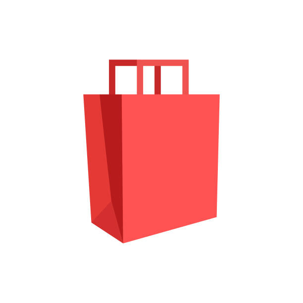 Paper shopping bags Vector illustration of a paper shopping bag. Cut out design element for online shopping, shoppings malls, businesses and modern lifestyles, as well as decorations and ornaments. small business saturday stock illustrations