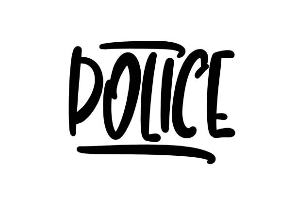 Police hand drawn lettering logo for business, print and advertising Police hand drawn lettering logo for business, print and advertising. i cant breathe stock illustrations
