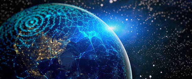 istock Global world network and telecommunication on earth and IoT. Communication technology for internet business.Elements of this image furnished by NASA 1278530848