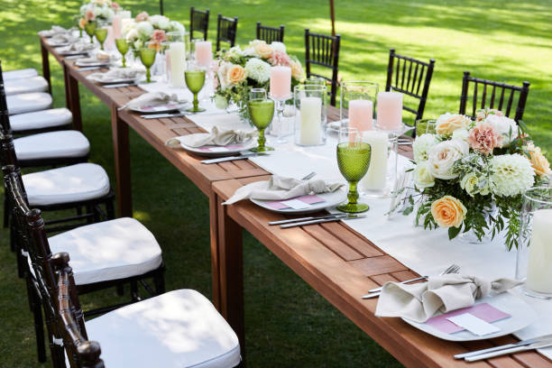 istock Georgeous wedding table decorated with flowers 1278534183