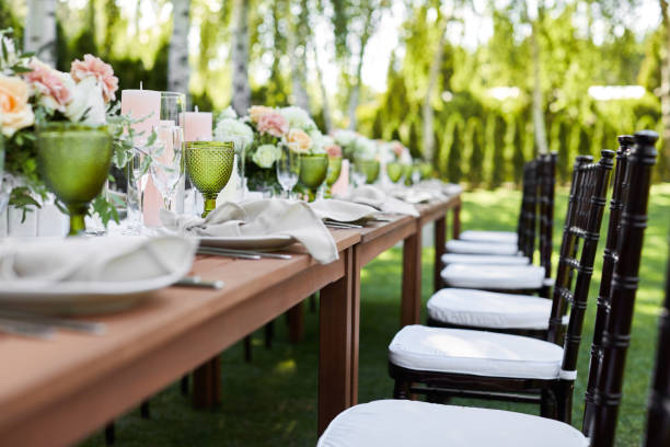 istock Georgeous wedding table decorated with flowers 1278534211