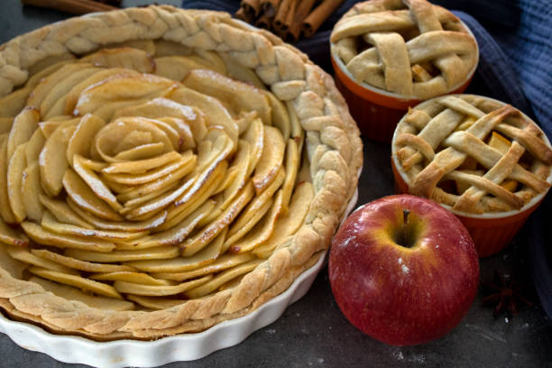 istock Apple tarts top view photo. 1278535721