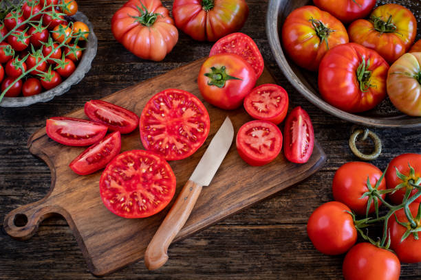 istock Large variety of tomatoes on the table. 1278535730