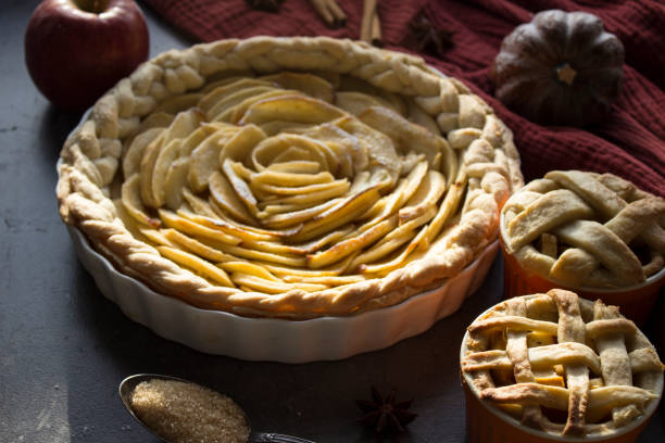 istock Apple tarts top view photo. 1278536427