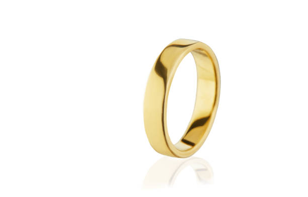 istock Yellow gold wedding ring isolated on white background 1278536886
