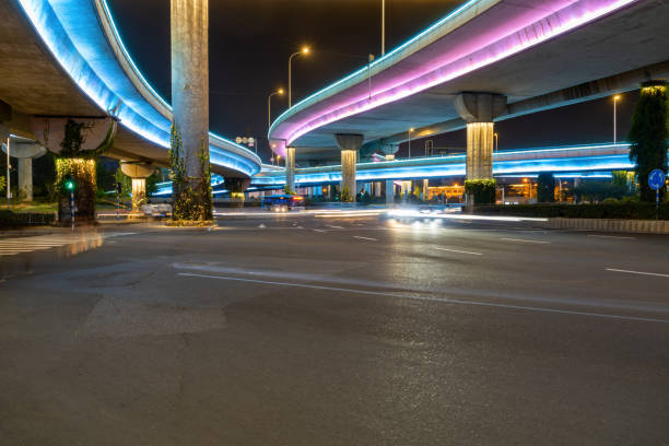 istock Flyovers and expressways glowing at night in Nanjing, China 1278538229