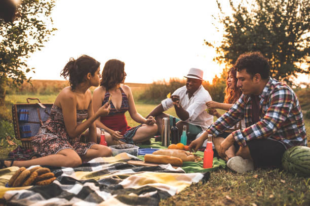 istock Friends paying attention to  different conversations during a picnic 1278538344