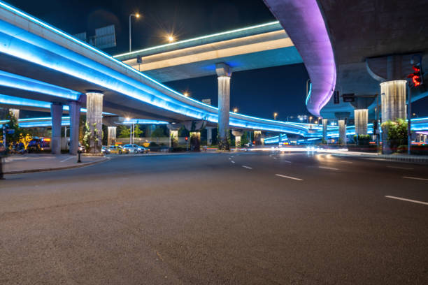 istock Flyovers and expressways glowing at night in Nanjing, China 1278538379