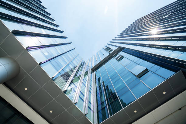 istock Looking Up Blue Modern Office Building，nangjing,china 1278539101