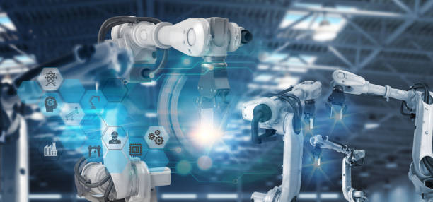 istock new normal Futuristic Technology in smart automation industrial concept using artificial intelligence, machine learning, digital twin, 5g, big data, iot, augmented mixed virtual rality, ar, vr,robot 1278542595