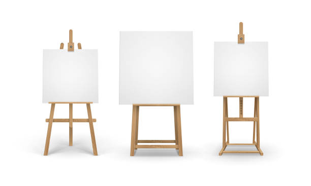 istock Vector Set of Brown Sienna Wooden Easels with Mock Up Empty Blank Canvases Isolated on Background 1278544244