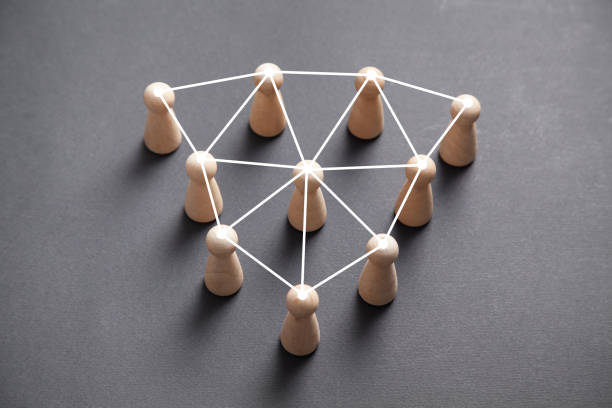 istock Human social network. Wooden human figures 1278544468