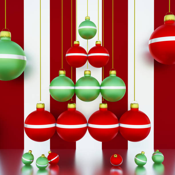 istock 3D Christmas Balls on Striped Background 1278547672