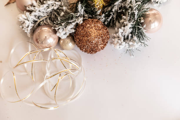 istock Golden Christmas tree New Year's toys on a white 1278547830