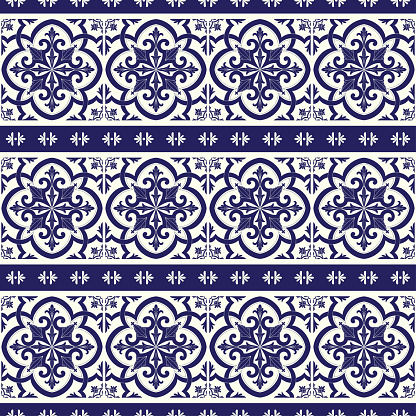 Spain Border Pattern Spanish Tile Pattern Vector Seamless With Border Vintage Ornaments ...