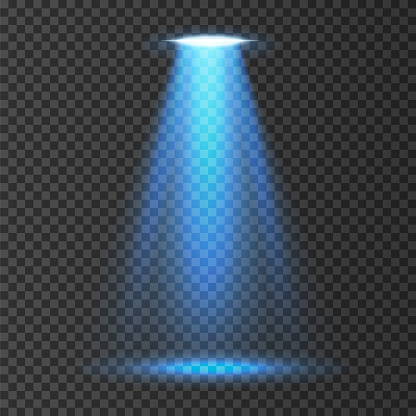 UFO light beam isolated on white background. Vector illustration.