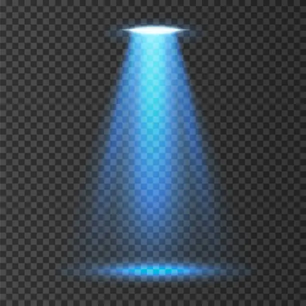 Vector illustration of UFO light beam isolated on white background. Vector illustration.