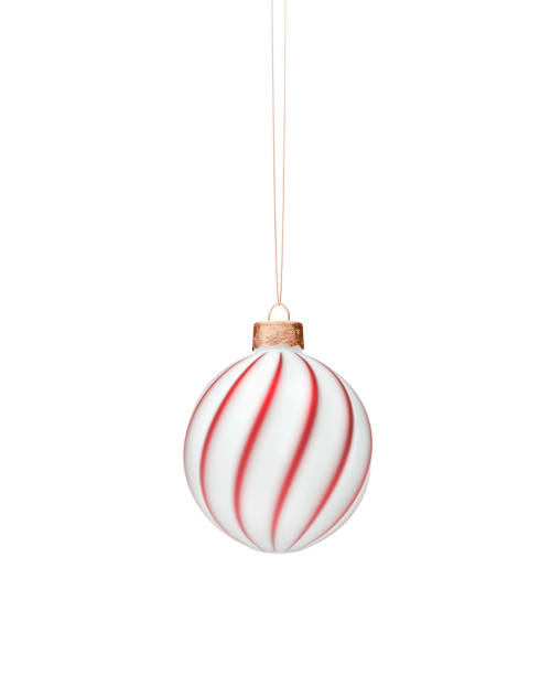 istock Matt white Christmas bauble, spiral twisted red stripes 1278555462