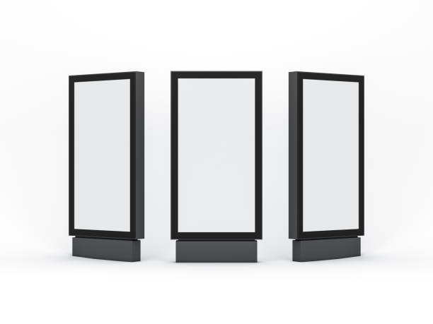 Blank pylon mock up set for advertising, isolated on white, Empty street banner mockup