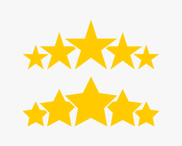 ilustrações de stock, clip art, desenhos animados e ícones de stars. 5 stars product quality rating. gold star vector icons. five stars customer feedback concept. star. vector illustration - five stars