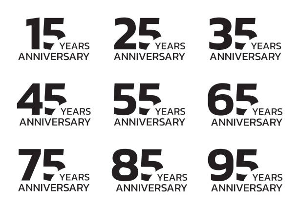 Anniversary set. Birthday badge or logo collection with 15, 25, 35, 45 55, 65, 75, 85, 95 years celebrating. Vector illustration. Anniversary set. Birthday badge or logo collection with 15, 25, 35, 45 55, 65, 75, 85, 95 years celebrating. Vector illustration. number 35 stock illustrations