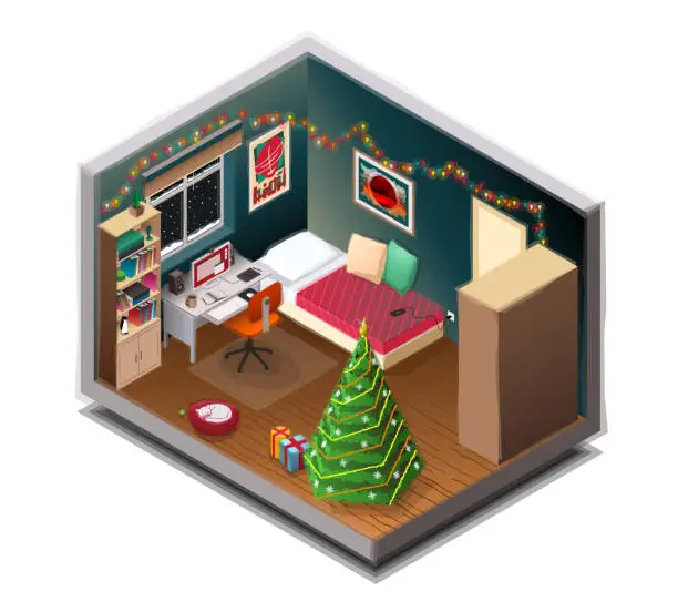 Vector illustration of Christmas Room